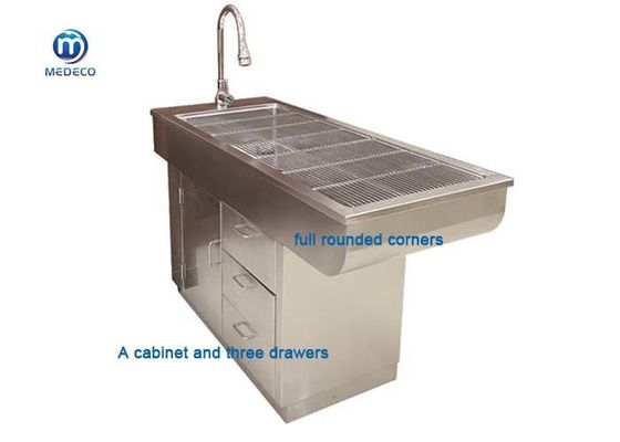 Two Water Outlets Veterinary Operating Table Stainless Steel Disposal Table