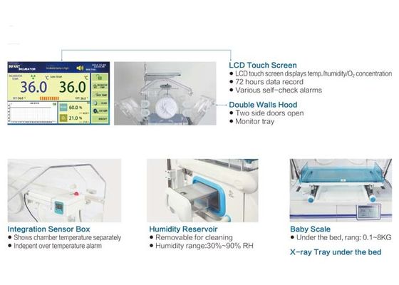 Medical Oxygen Incubator For Babies LCD Touch Screen